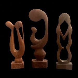 Vintage abstract statue set from Ghana